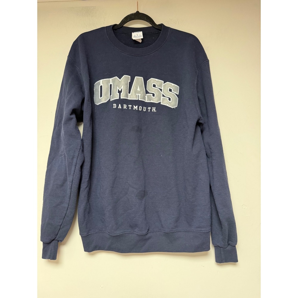 Champion UMass Dartmouth Sweatshirt Mens Large Navy Blue Good Eco Fleece Crewnec